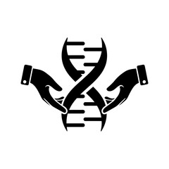 Darwin Day DNA helix icons Dna helix held by two hands flat black design