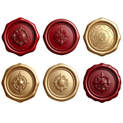  PNG Elegant wax seal designs, element set on transparent background 