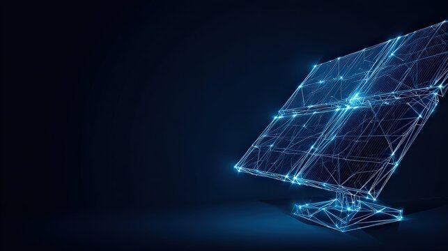 A glowing solar panel illuminates the future of sustainable energy. ..Created with Generative AI, not depicting real subjects.