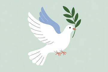 Obraz premium Symbol of hope and peace, a gentle white dove soars carrying an olive branch, a reminder of serenity and harmony for a world seeking unity