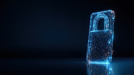 An illuminated padlock emerges from digital dots, symbolizing cyber security in a technological realm. ..Created with Generative AI, not depicting real subjects.