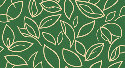 Green Leaves Pattern Seamless Background.