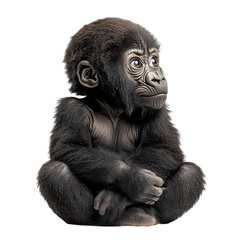 Fototapeta premium Powerful Baby Gorilla Full Body Angular View Studio Shot Isolated White Background