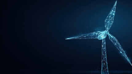 An innovative digital rendering of a wind turbine, an emblem of renewable energy and sustainable development, stands tall against a sleek. ..Created with Generative AI, not depicting real subjects.