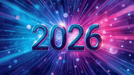 Blue Metallic 2026 Numbers Isolated on Background

