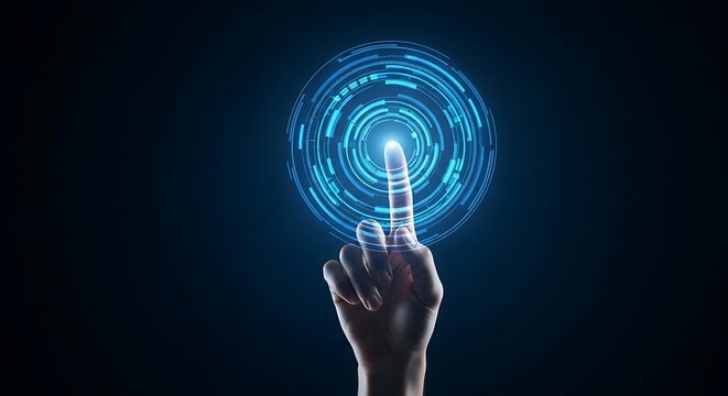 Fingerprint scan technology secure access and digital identity verification concept