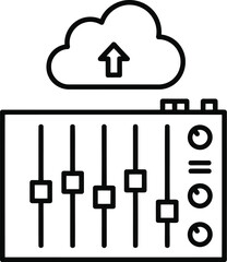 Cloud audio mixer upload icon, representing digital sound control, music production, and online media management