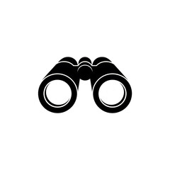 Abstract outline of vintage binoculars on a stark black background symbolizing exploration and discovery