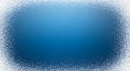 Frosted window frame on blue background for winter or holiday