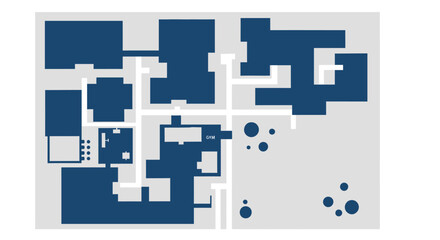 Obraz premium Architectural Blueprint Depicting Buildings and Surrounding Structures.