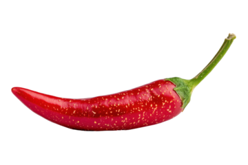Single red chili pepper with yellow speckles on black background spice, Isolated On Black Background, Png Transparent Background, Cut Out