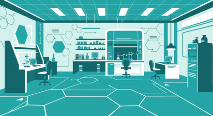 Modern Science Laboratory Interior Design with Equipment.