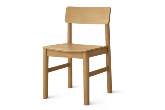 Wooden chair isolated on transparent background illustrating wood furniture concept for home design and seating