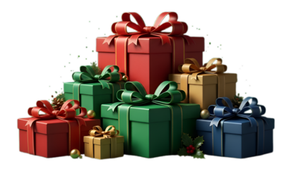 “Colorful Gift Boxes Collection – Festive Wrapped Presents, Cheerful Gift Set”