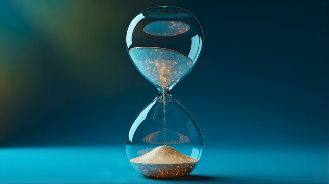 Time is Running Out Hourglass with Sand Flowing - A Reminder of Passing Moments