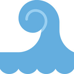 Stylized Blue Wave Icon With Swirl On Transparent Background Represents Ocean Water And Surfing Sports
