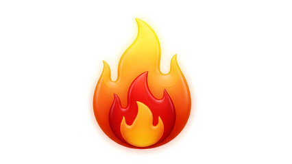 Colorful flame emoji symbol on white background