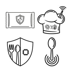 Black outline icon of an upright spoon with concentric ripples at its base, symbolizing taste, flavor, or culinary experience