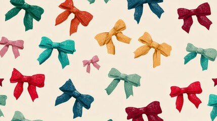 Playful Christmas Ribbon Bows Seamless Pattern for background