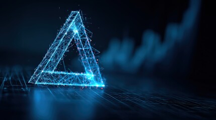 An illuminated digital triangle symbolizing progress, data analysis, and technological innovation. ..Created with Generative AI, not depicting real subjects.