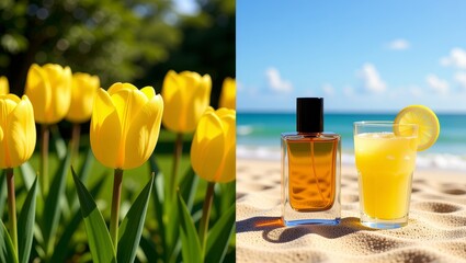 Yellow tulips garden beach perfume lemonade sunny