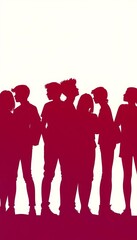 Obraz premium Group of teen silhouettes, diverse poses suggesting friendship and shared experiences, community, together