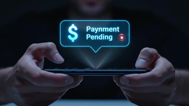 Smartphone Payment Pending Notification with Hologram Display