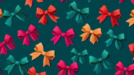 Playful Christmas Ribbon Bows Seamless Pattern for background