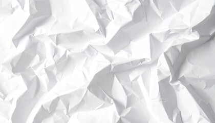 Wrinkled White Paper Texture Abstract Background Highlighting Creases and Shadows for Design and Text Overlay