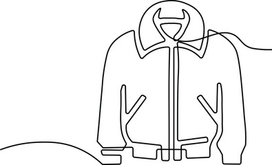 Continuous one line art drawing of a minimalist style clothing apparel outline vector illustration. One line drawing of Jacket.