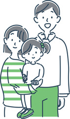 笑顔でいる家族のシンプルな上半身のイラスト素材