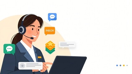 Smiling Woman Provides Online Customer Service Support