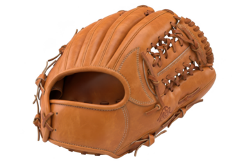 Leather baseball glove, professional sports equipment, perfect for baseball players 69 characters isolated on transparent background