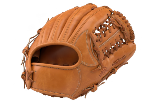 Leather baseball glove, professional sports equipment, perfect for baseball players 69 characters isolated on transparent background