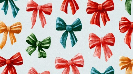 Playful Christmas Ribbon Bows Seamless Pattern for background