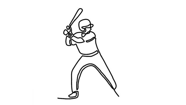 Continuous line animation of baseball player