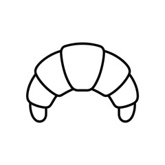 Simple outline illustration of a classic crescent shaped croissant pastry
