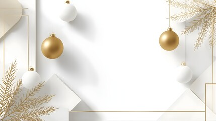 the golden christmas background with christmas balls and fir branches