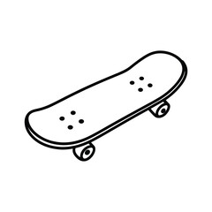 Simple black and white line drawing of a skateboard