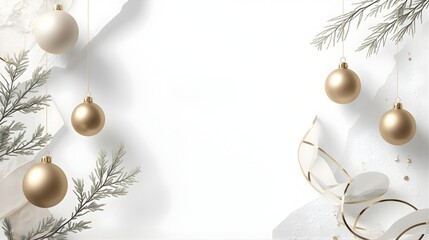 christmas background with gold and silver decorations border