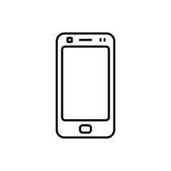 Simple outline drawing of a modern smartphone on a white background