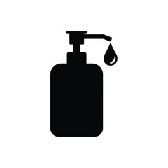 Black silhouette of a soap dispenser with a drop falling