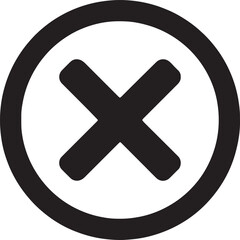 Obraz premium Black cross symbol inside a circle icon representing error, close, or delete function