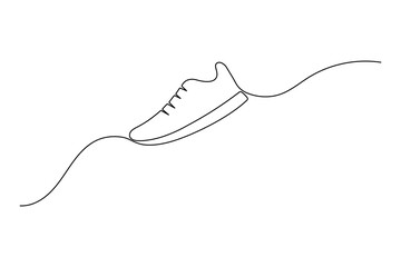 Obraz premium Continuous one line drawing of a sneaker. sport shoe icon. Minimalist running shoe illustration