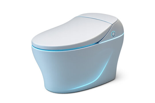 Smart toilet with blue light detailing modern bathroom technology and hygienic bidet functions