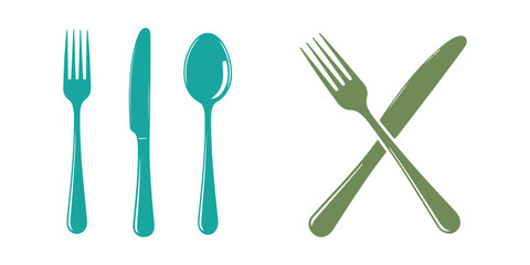 Restaurant Cutlery Icon Set. Vector illustration against a white background