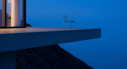 Cantilevered Balcony Detail at Dusk
