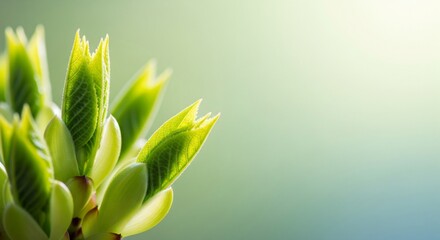 Abstract Close-Up of Young Leaves Emerging