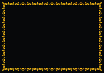 Elegant ornament border frame golden design on a black background, perfect for adding a touch of luxury to your creations