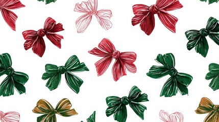 Playful Christmas Ribbon Bows Seamless Pattern for background